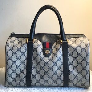 Vintage Authentic GUCCI GG NavyBlue Doctor Satchel